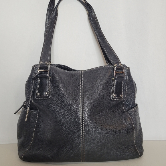 Fossil Handbags - Fossil Blackburn II Black Pebbled Leather Large 3-Compartment Shoulder Tote Bag